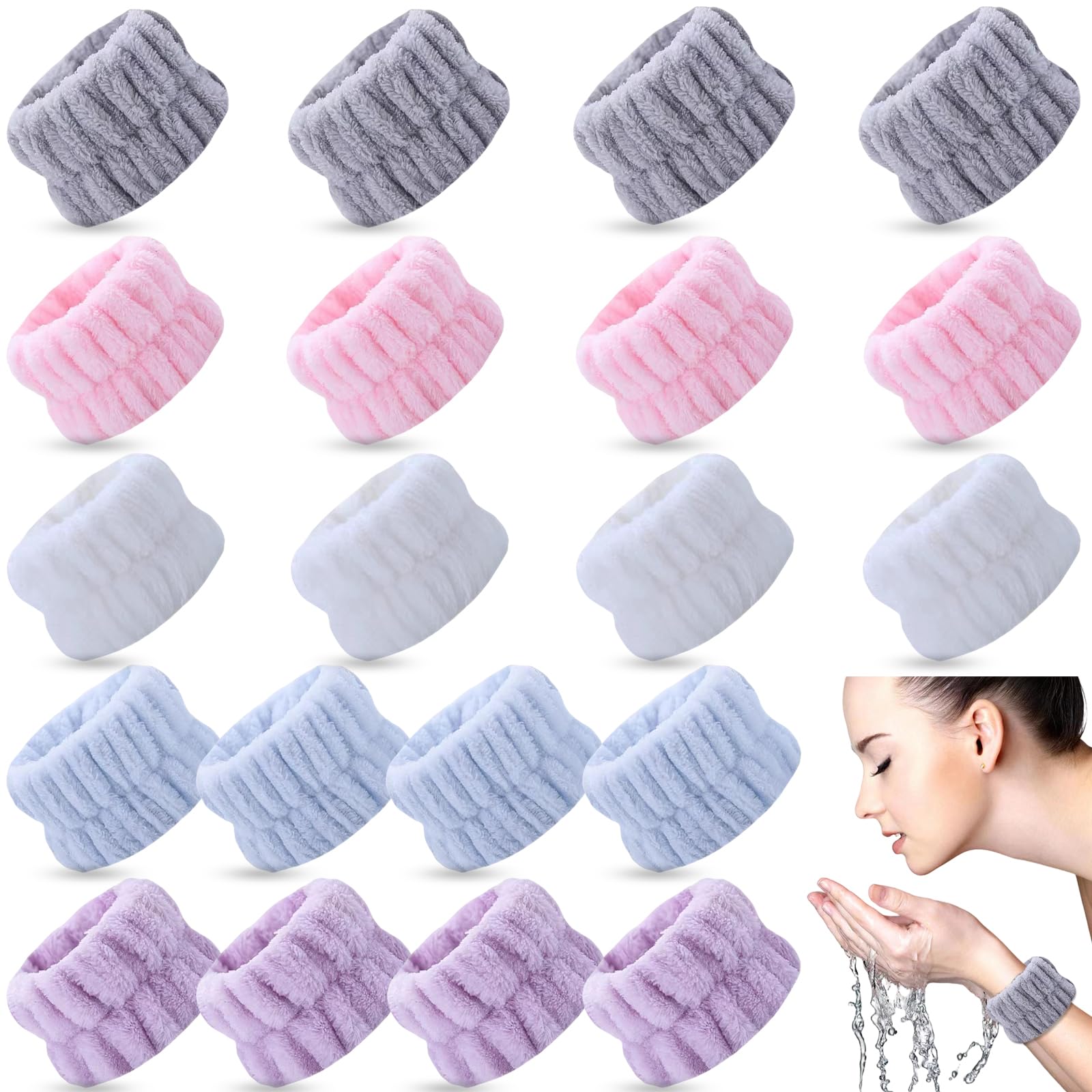 Brazaletes TS-MAYKA para lavado facial absorben agua y mantienen los brazos secos.