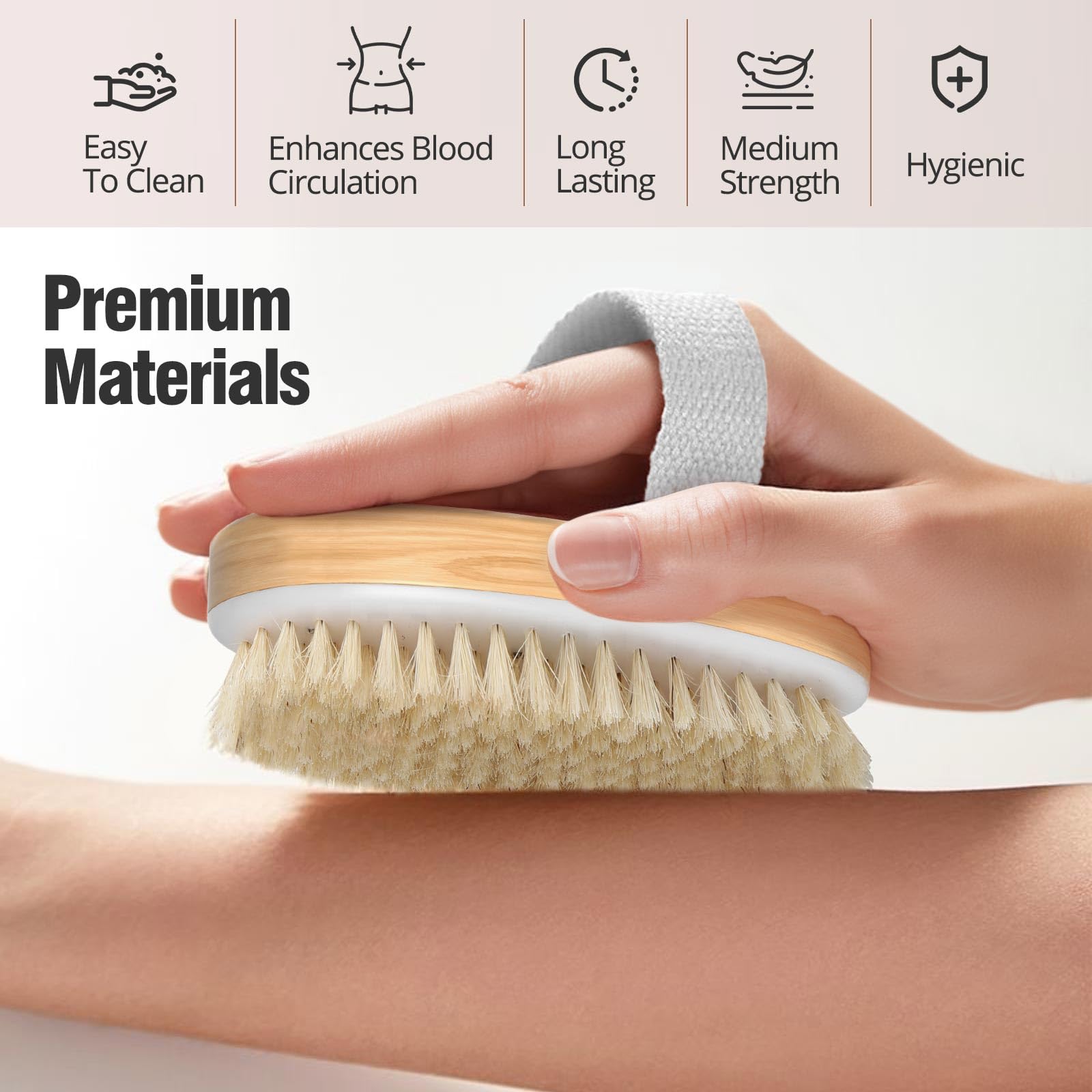Tskcos cepillo corporal con mango de madera para agarre cómodo en la ducha