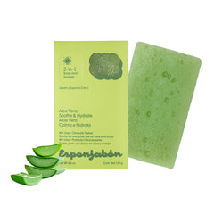 T.Taio Esponjabon Aloe Vera trasera: diseño 2 en 1 para ahorro de espacio.
