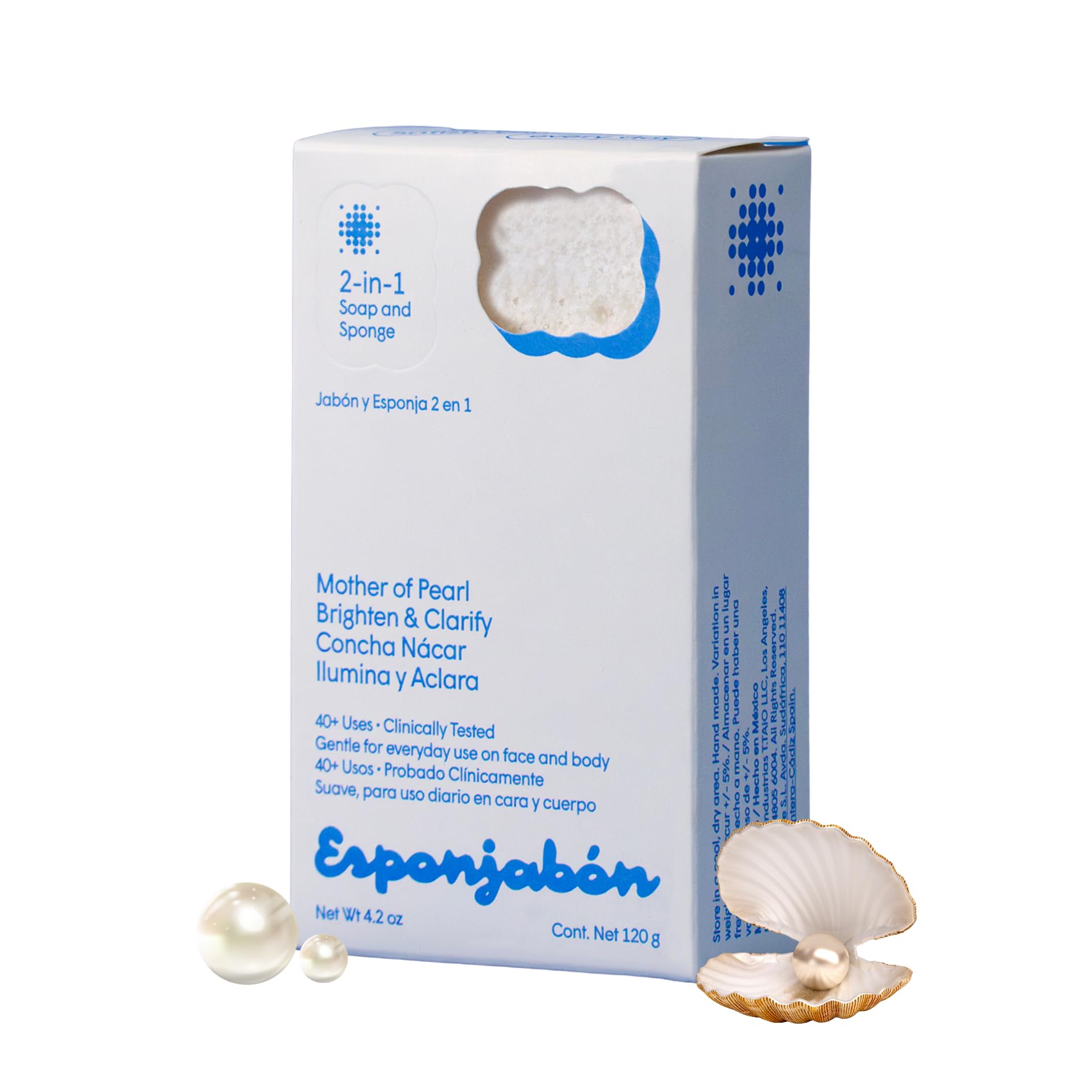 T.TAIO Esponjabon Madre de Perla exfolia y suaviza la piel de los pies.