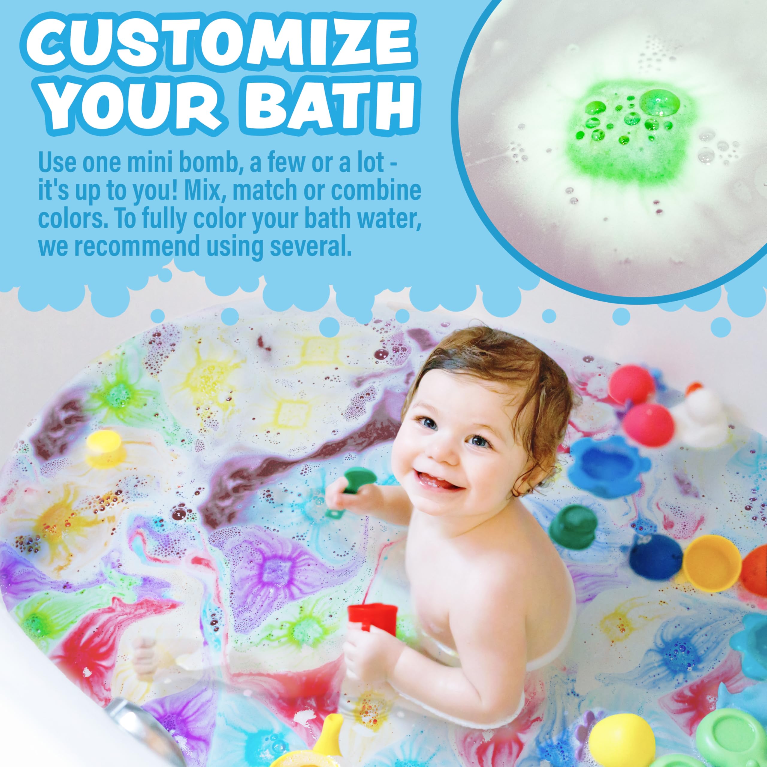 Tub Works Lil' Bursts color azul: burbujas y espuma para entretenerse durante el baño.