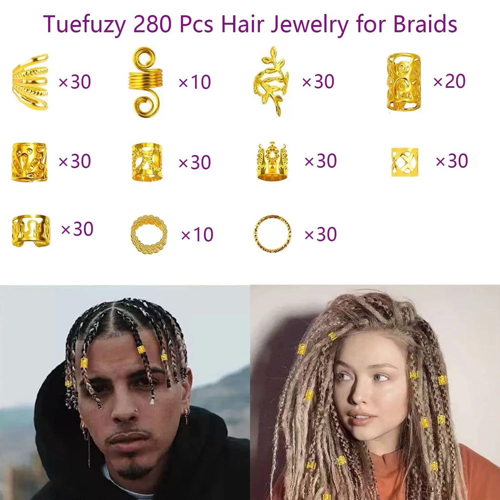 Tuefuzy anillos dorados para trenzas, brillo suave que realza el peinado.