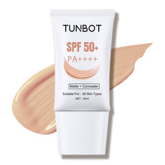 Tunbot fundación líquida mate 30ml con SPF50 para un acabado duradero.
