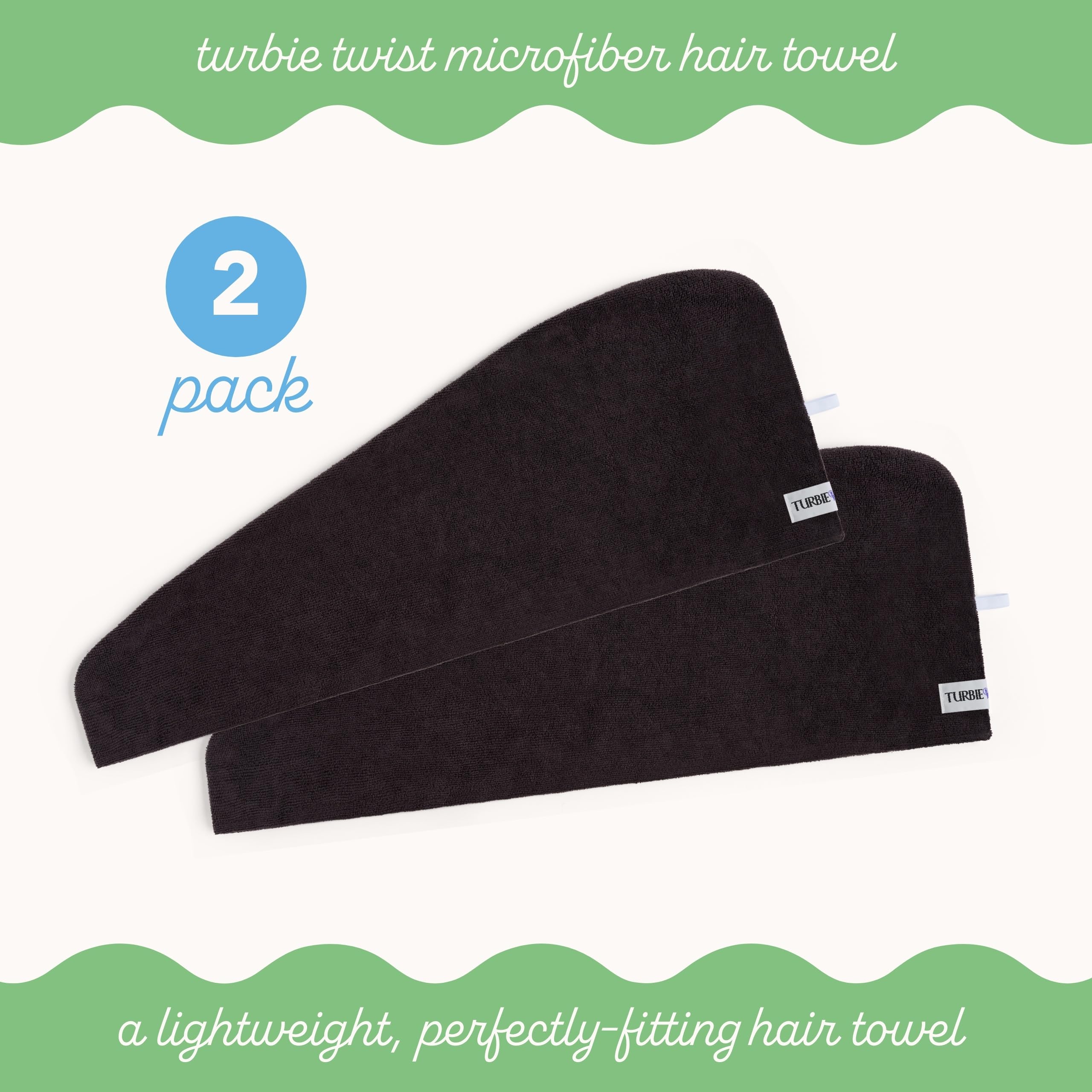 Turbie Twist turbante para pelo para secado suave sin enredos.