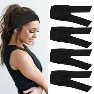 TuTive banda ajustable negra, vista frontal con nudo, ideal para entrenamientos