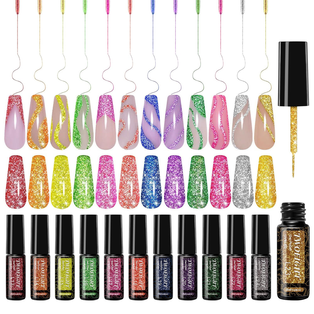 TWOEIGHT delineador de gel brillo reflectante para destellos en uñas.