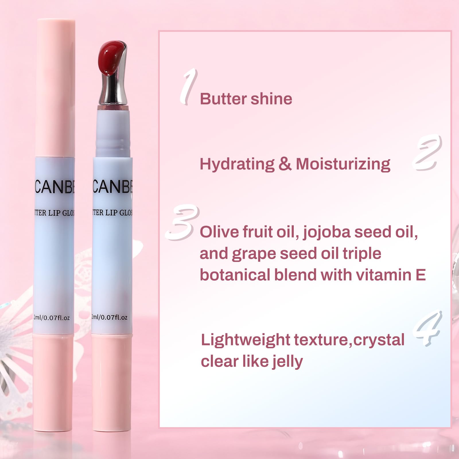 UCANBE Brillo labial mantequilla con aceites para nutrición de labios.