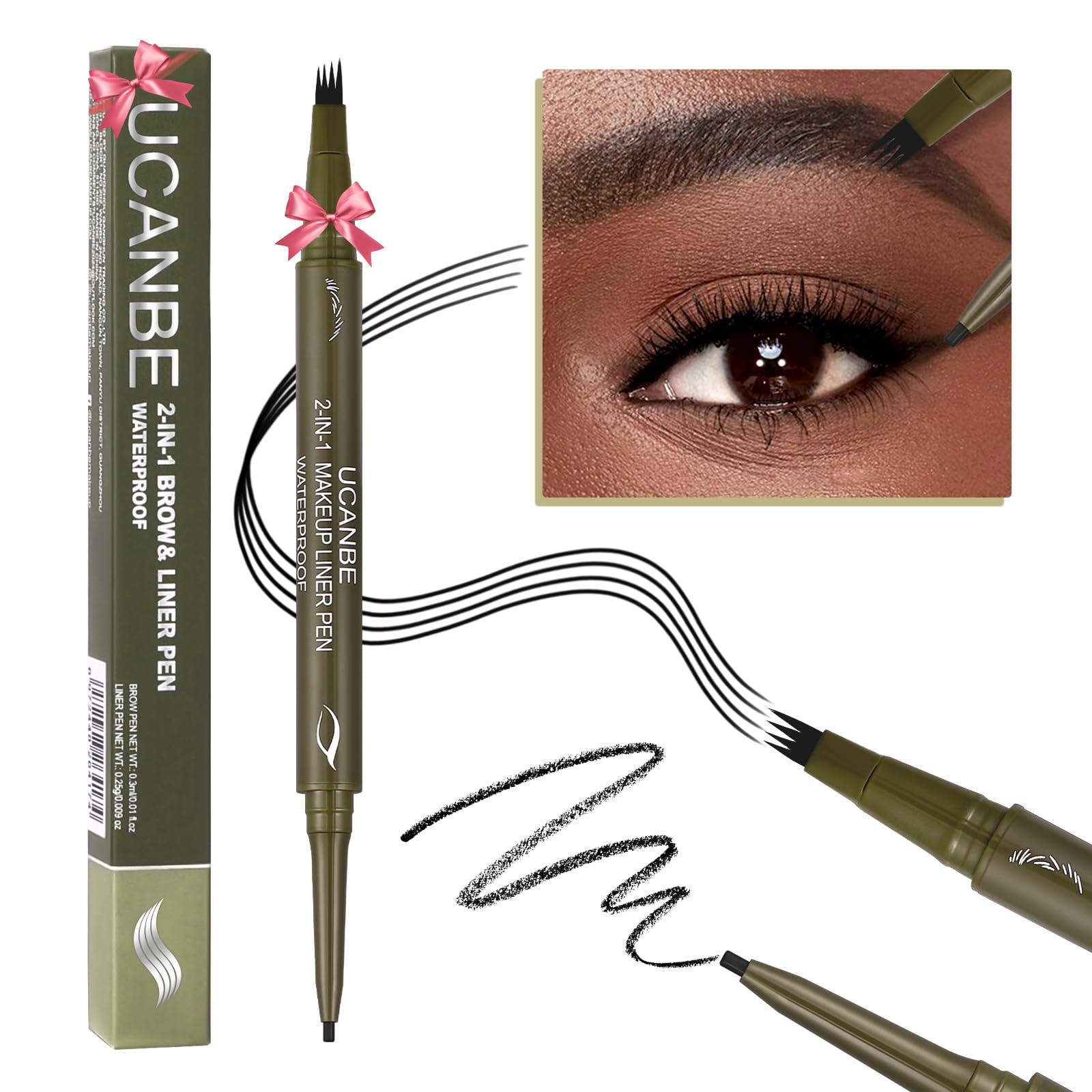 UCANBE cejas: lápiz dual 4 puntas para rellenar y crear trazos naturales.