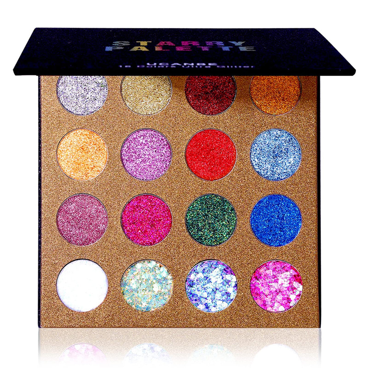Paleta UCANBE Pro Glitter de 16 colores para ojos, brillo intenso.