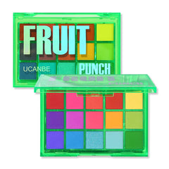 Paleta UCANBE Fruta Punch con sombras mate y efectos metalizados para estilos vibrantes.
