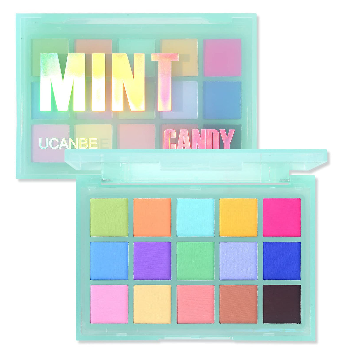 UCANBE Mint Candy: frente de la paleta con sombras pastel para looks vibrantes