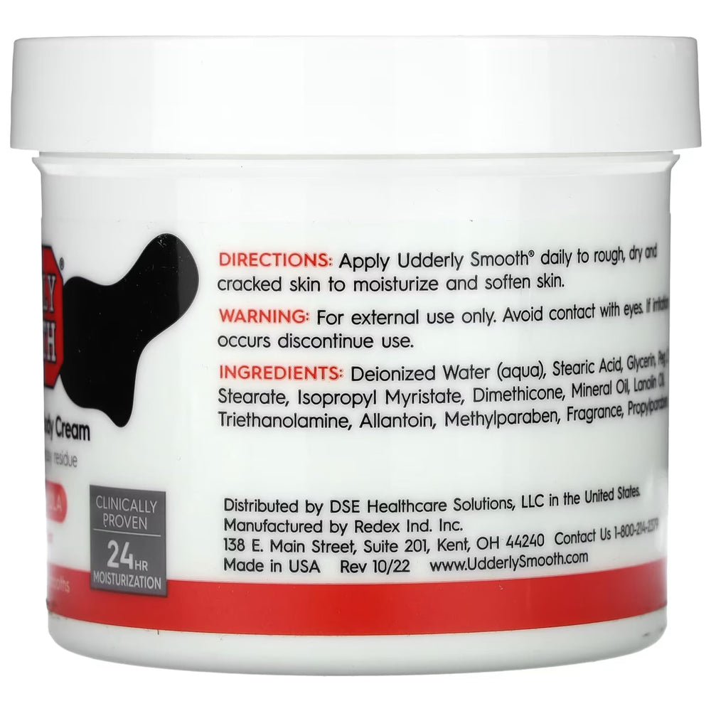 Udderly Smooth crema corporal textura ligera, absorción rápida y suave.