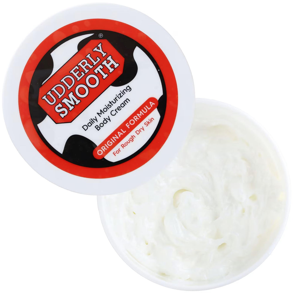 Crema corporal Udderly Smooth para piel seca y áspera.