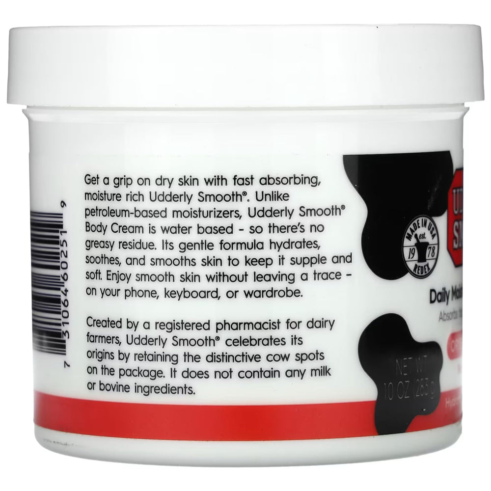 Udderly Smooth crema corporal uso diario, absorción rápida.