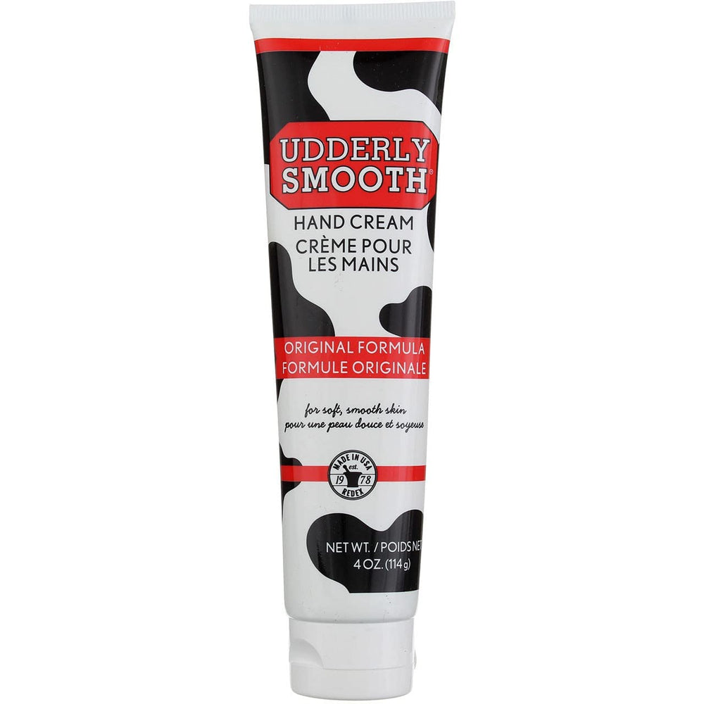 Crema Udderly Smooth para manos, textura suave y absorción rápida.