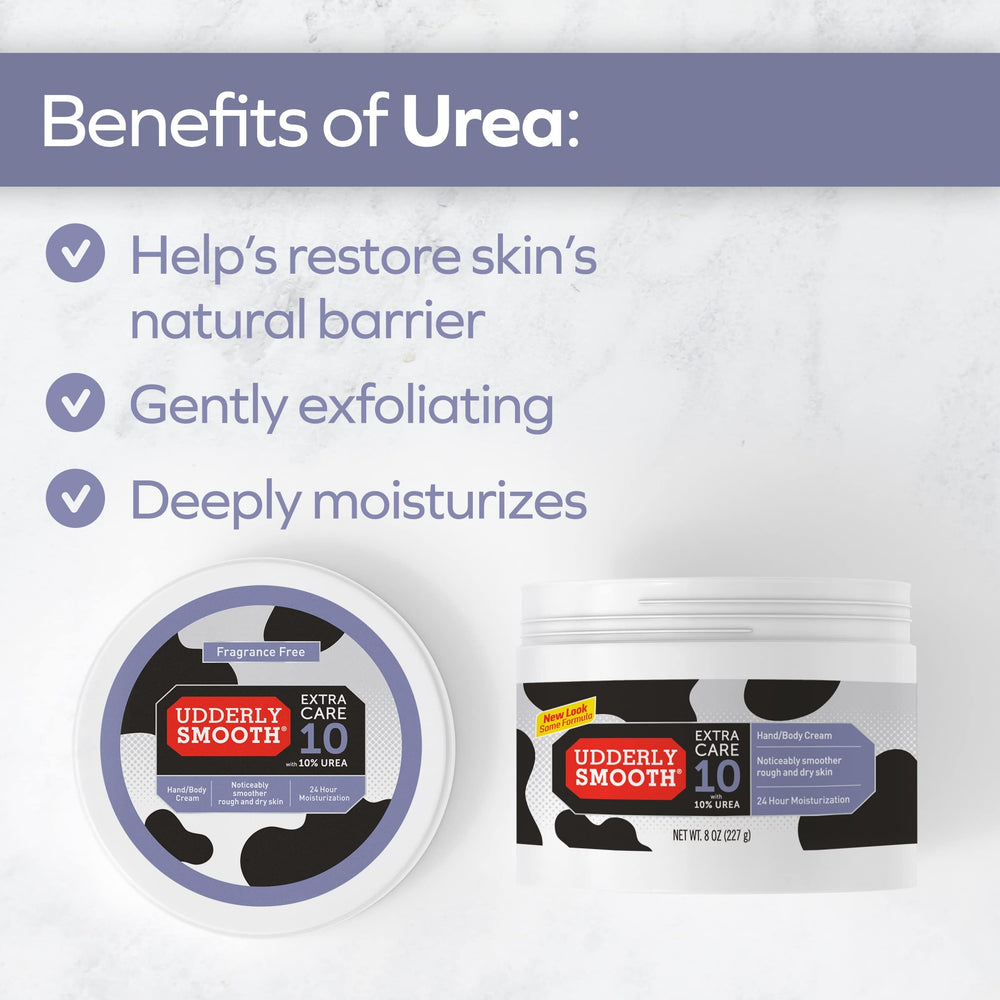 Piel seca mejorada con Udderly Smooth Extra Care 10, crema no grasa.