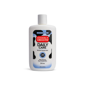 Udderly Smooth loción diaria 8 onzas, empaque práctico para uso diario.