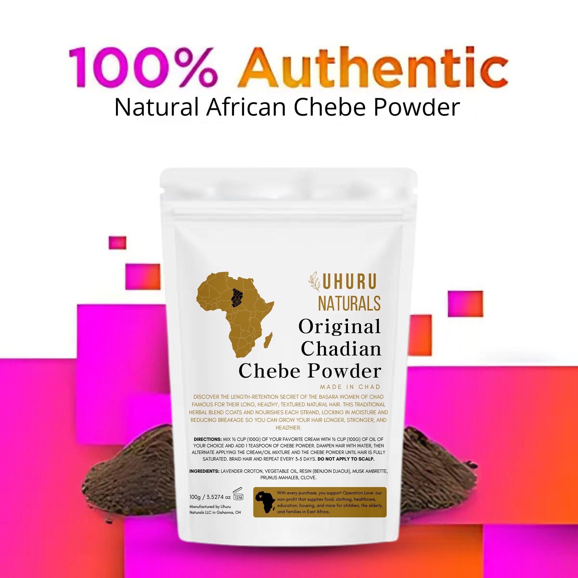 ChadianChebe de Uhuru Naturals, aplicación suave para mezcla capilar.