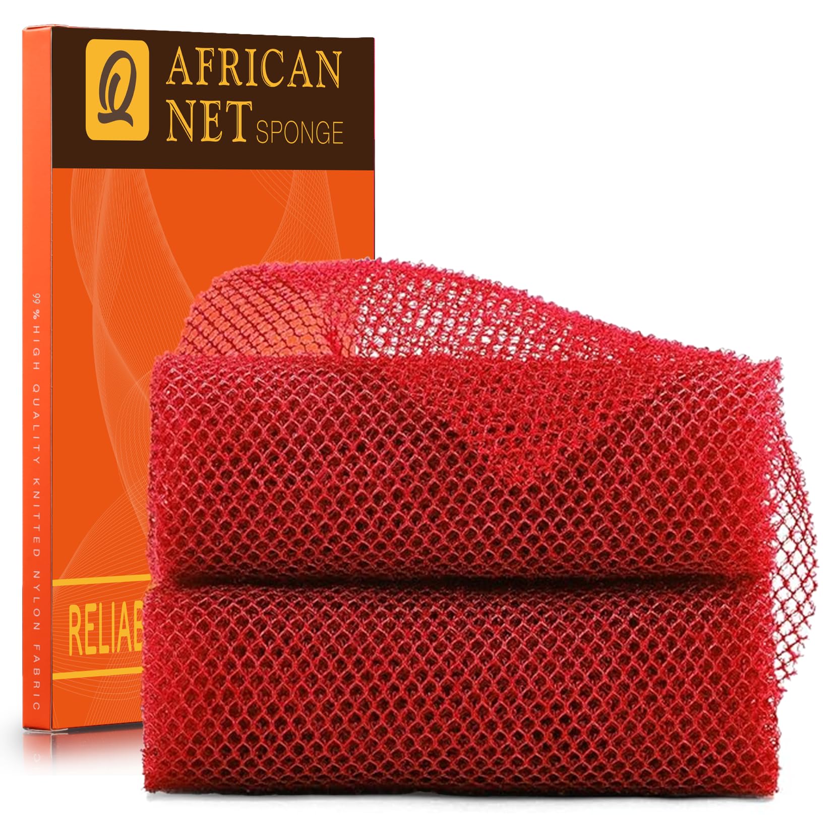 Esponja de baño africana UJFQBH roja de red larga para limpieza corporal suave.