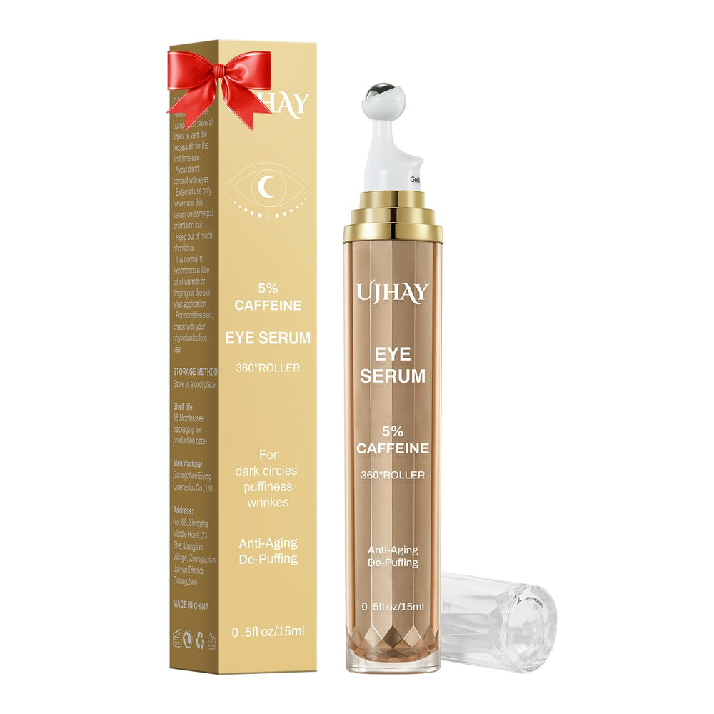 UJHAY crema de ojos 5% cafeína, reducción de ojeras y hinchazón.