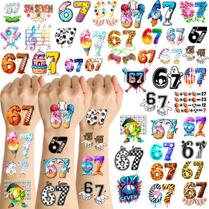 Ulmisfee tatuajes temporales Six Seven 67 para brazos y cara, ideales para fiestas y fotos divertidas