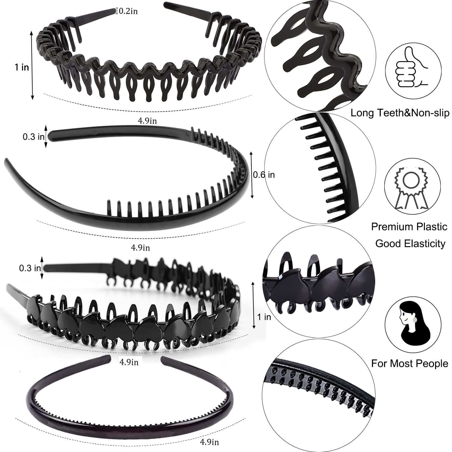Diadema Ultimute brillo negro, diseño delgado para estilo cómodo todo el día.
