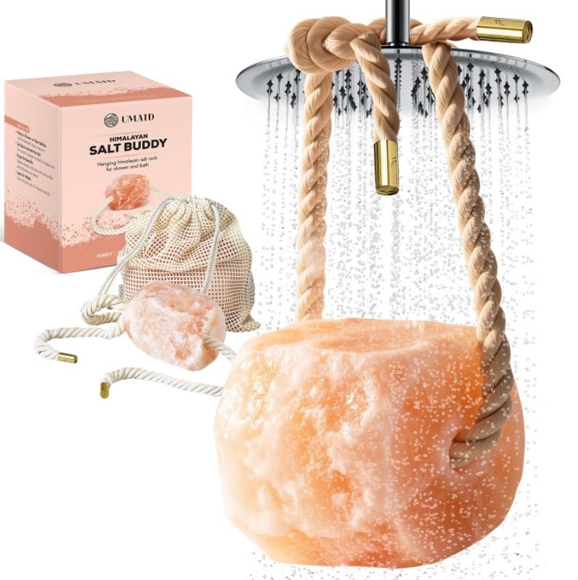 UMAID sal Himalaya rosa colgante para ducha, spa en la ducha