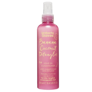 Desenredante Umberto Giannini Banana Coconut, botella 8,4 oz, para cabello suave y fácil de peinar