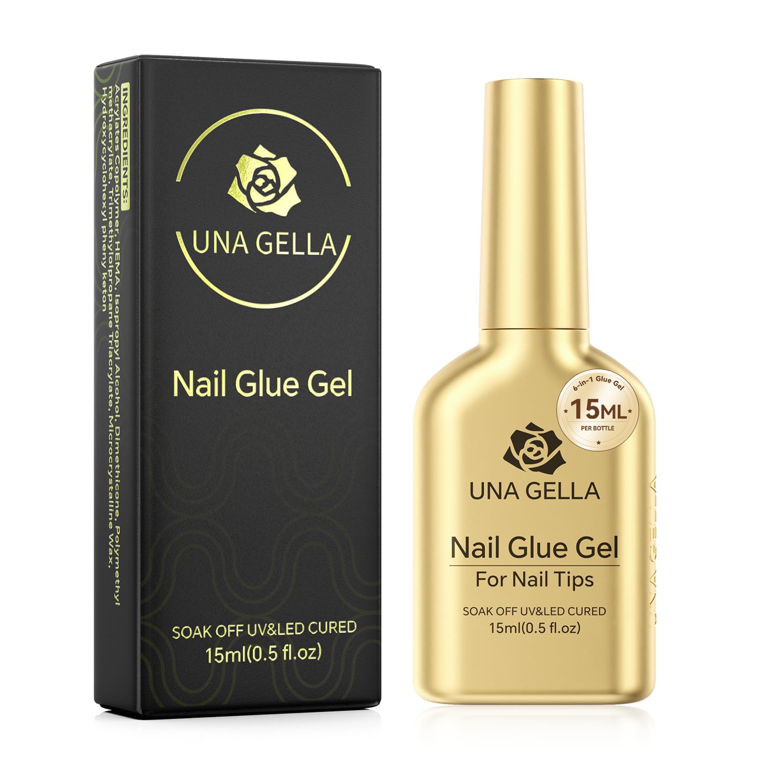 UNA GELLA: botella de pegamento para uñas, unión duradera.