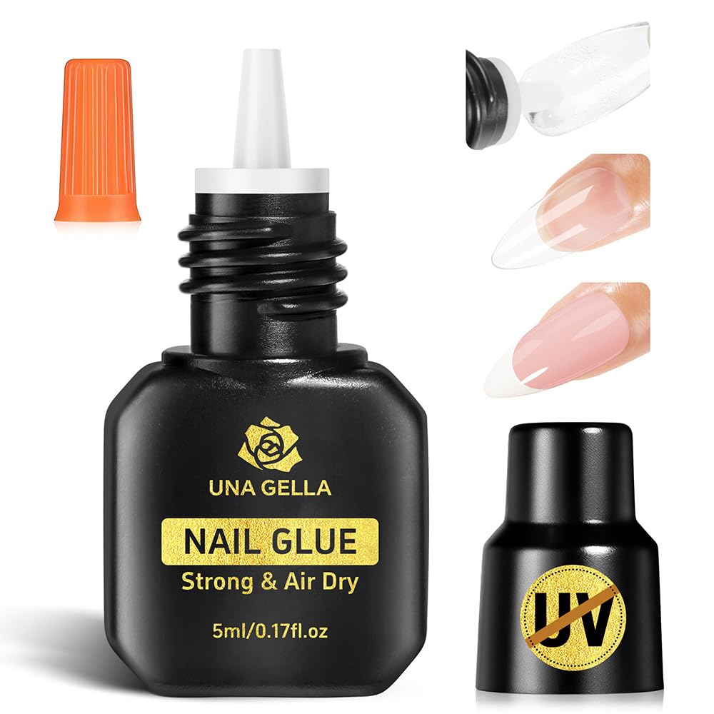 UNA GELLA: botella de pegamento para uñas, fijación duradera para uñas postizas.