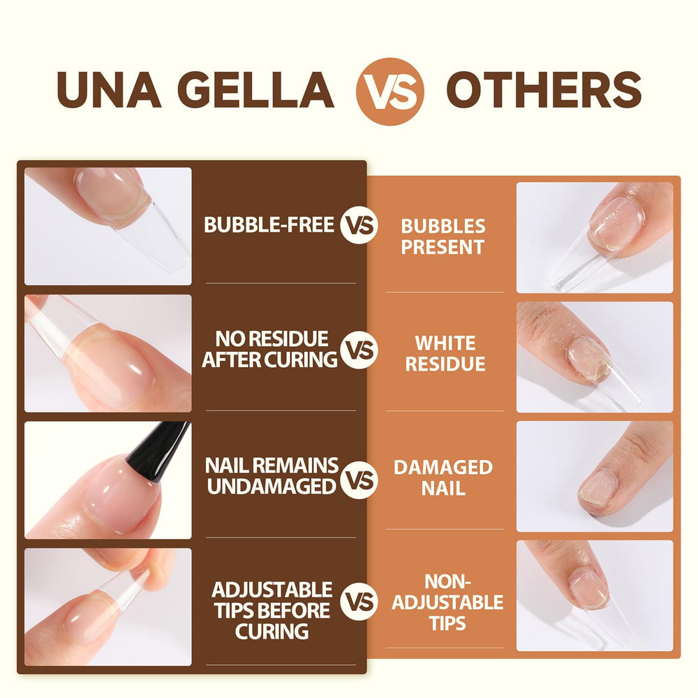 UNA GELLA: compatible con extensiones claras, acrílicas y gel suaves.