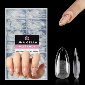 Puntas UNA GELLA en forma de almendra con cobertura clara y duradera.