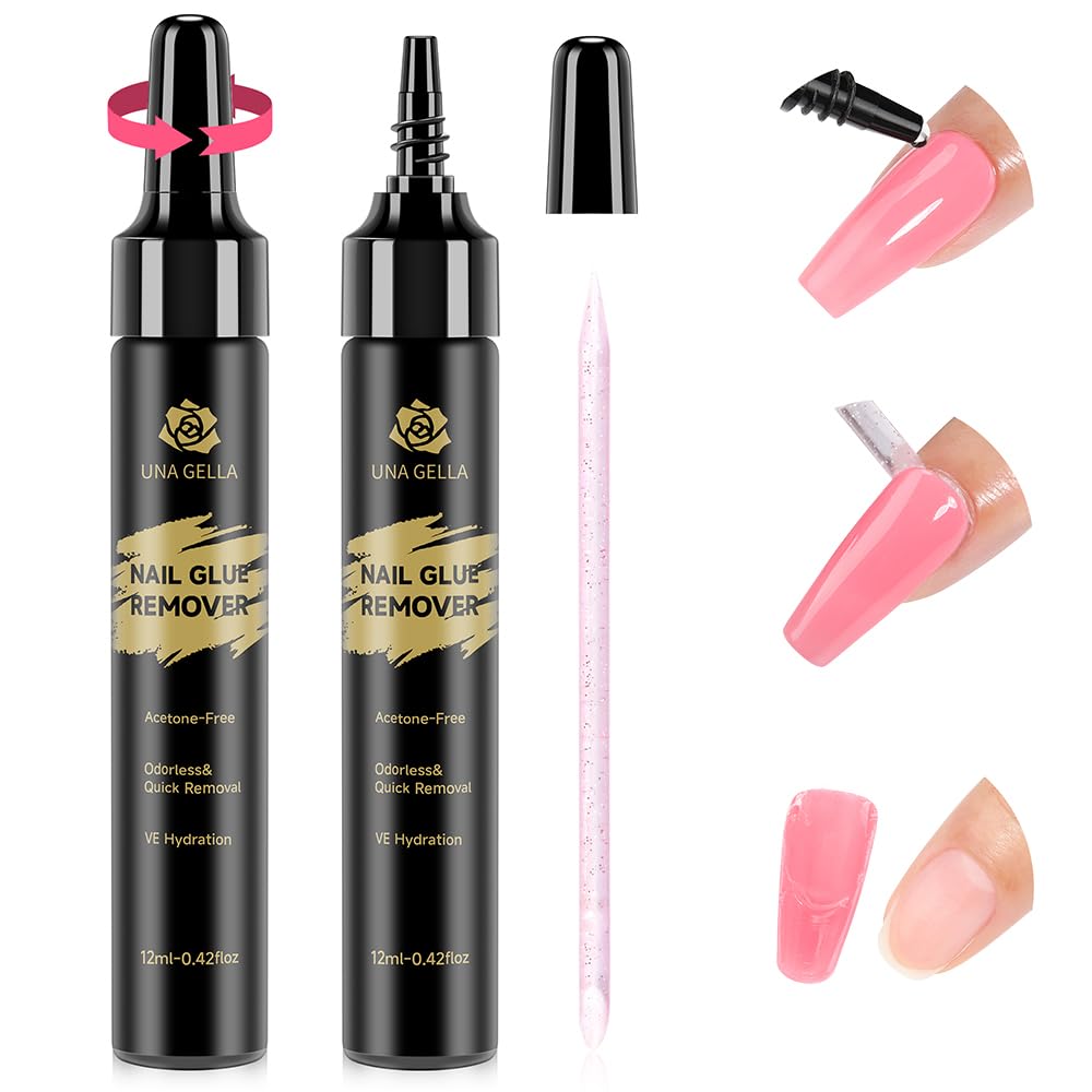 UNA GELLA remover pegamento uñas 12ml: textura acuosa para retirar uñas postizas con gotas precisas
