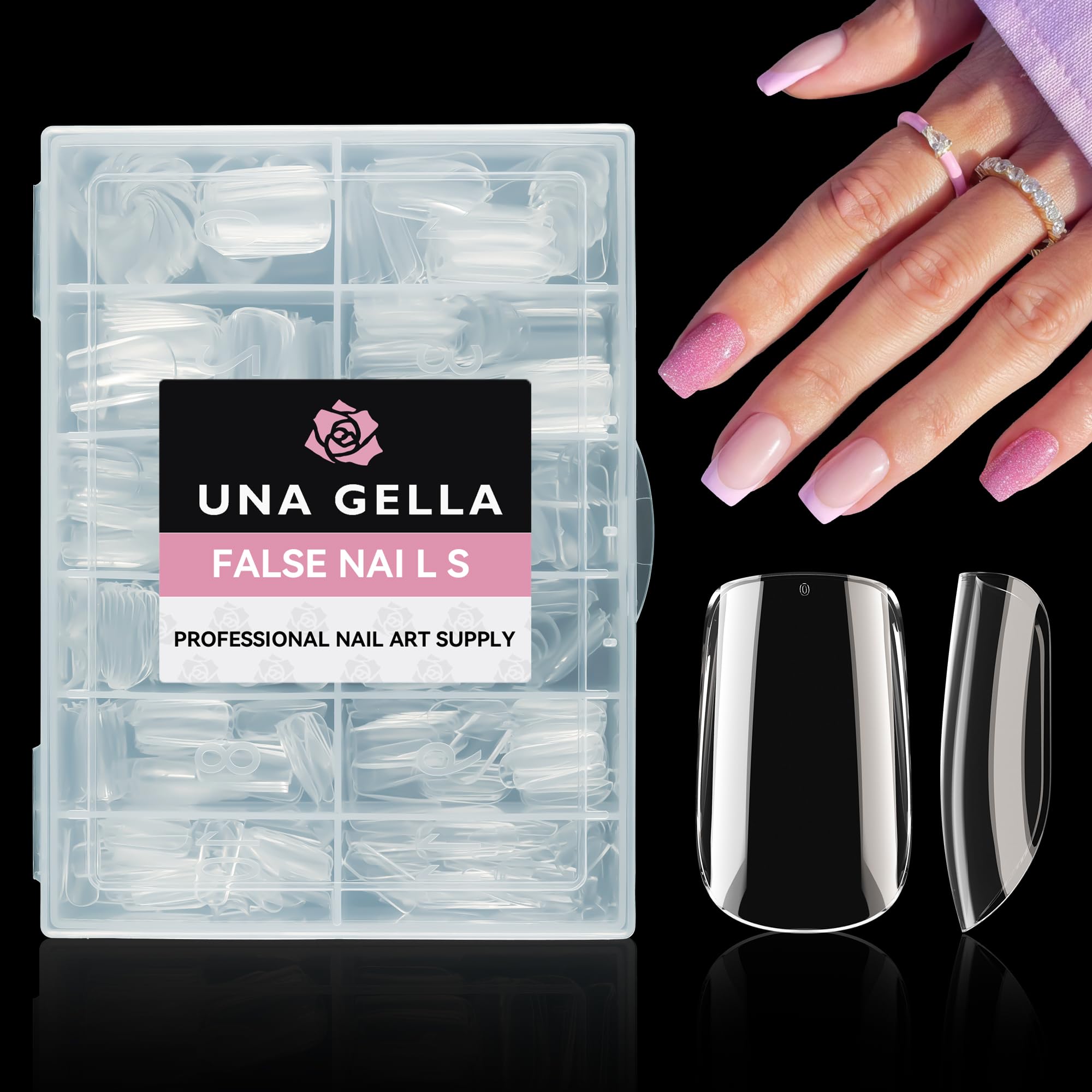 UNA GELLA tips cortos cuadrados para manicura en casa