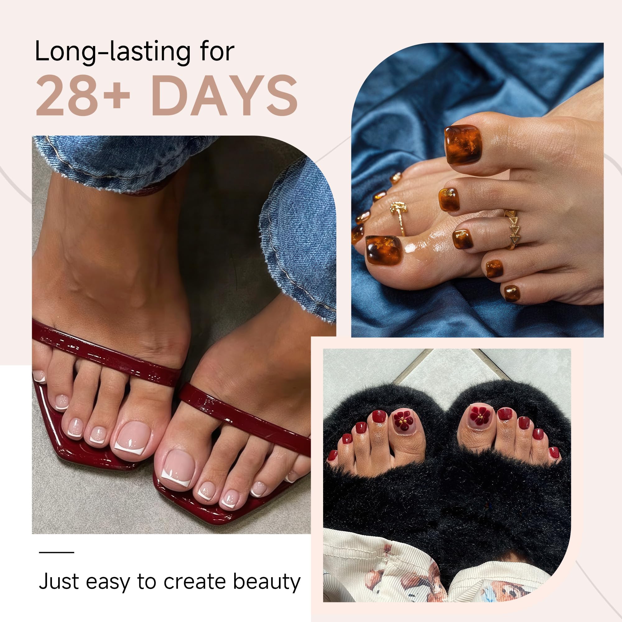 UNA GELLA uñas de los pies, moldes preformados de gel suave para ajuste cómodo