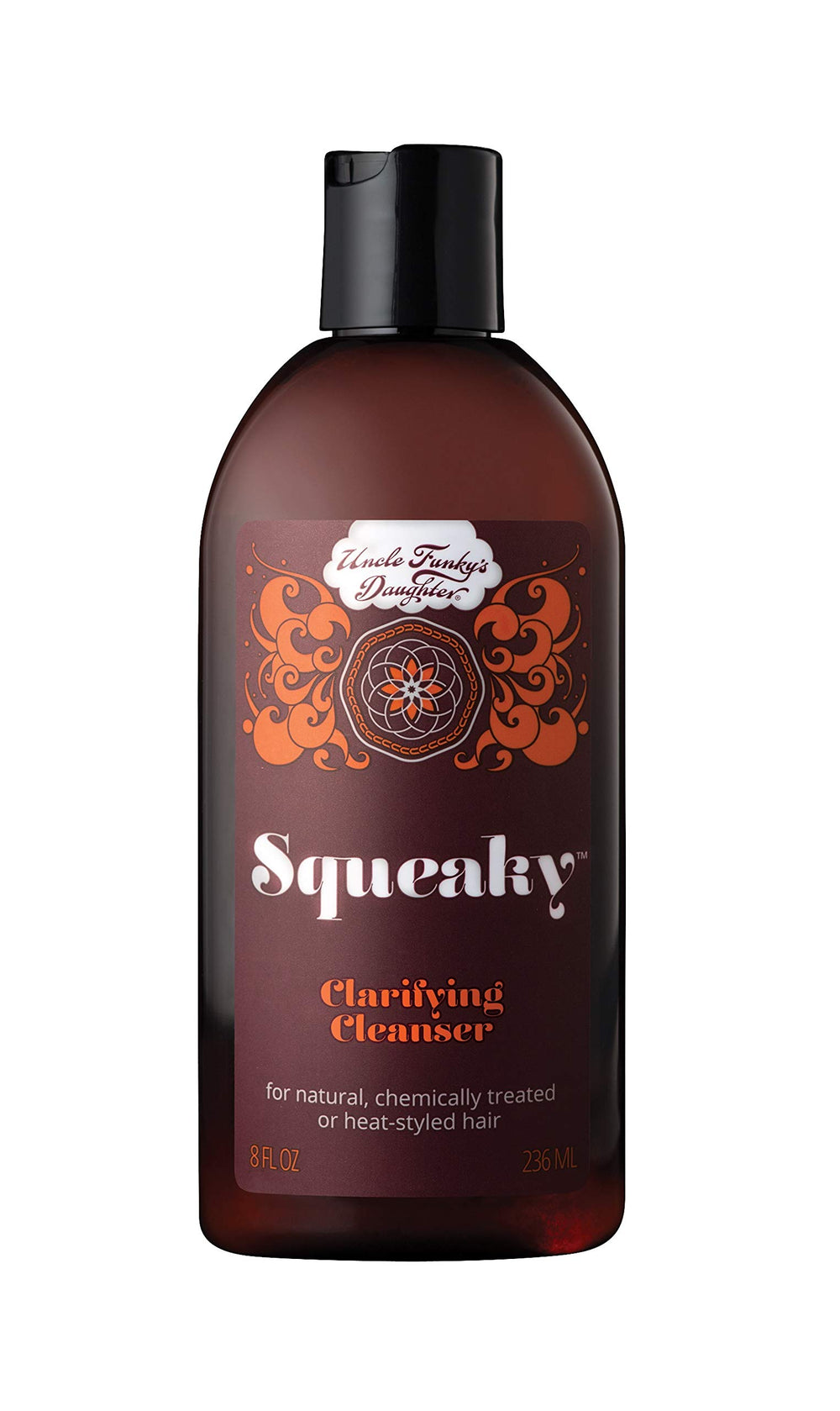 Limpiador clarificador Squeaky de Uncle Funky's Daughter, vertido en botella, limpieza profunda del cuero cabelludo.