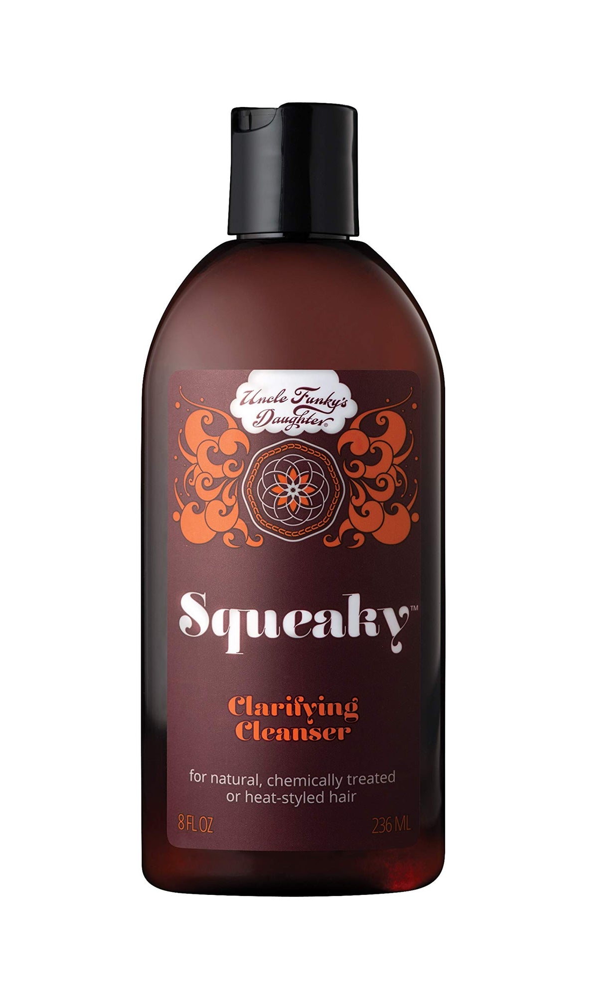 Limpiador clarificador Squeaky de Uncle Funky's Daughter, vertido en botella, limpieza profunda del cuero cabelludo.