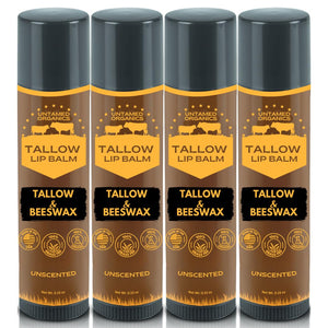 Bálsamo labial de Untamed Organics, tallow puro, empaque compacto para viaje, hidratación suave.