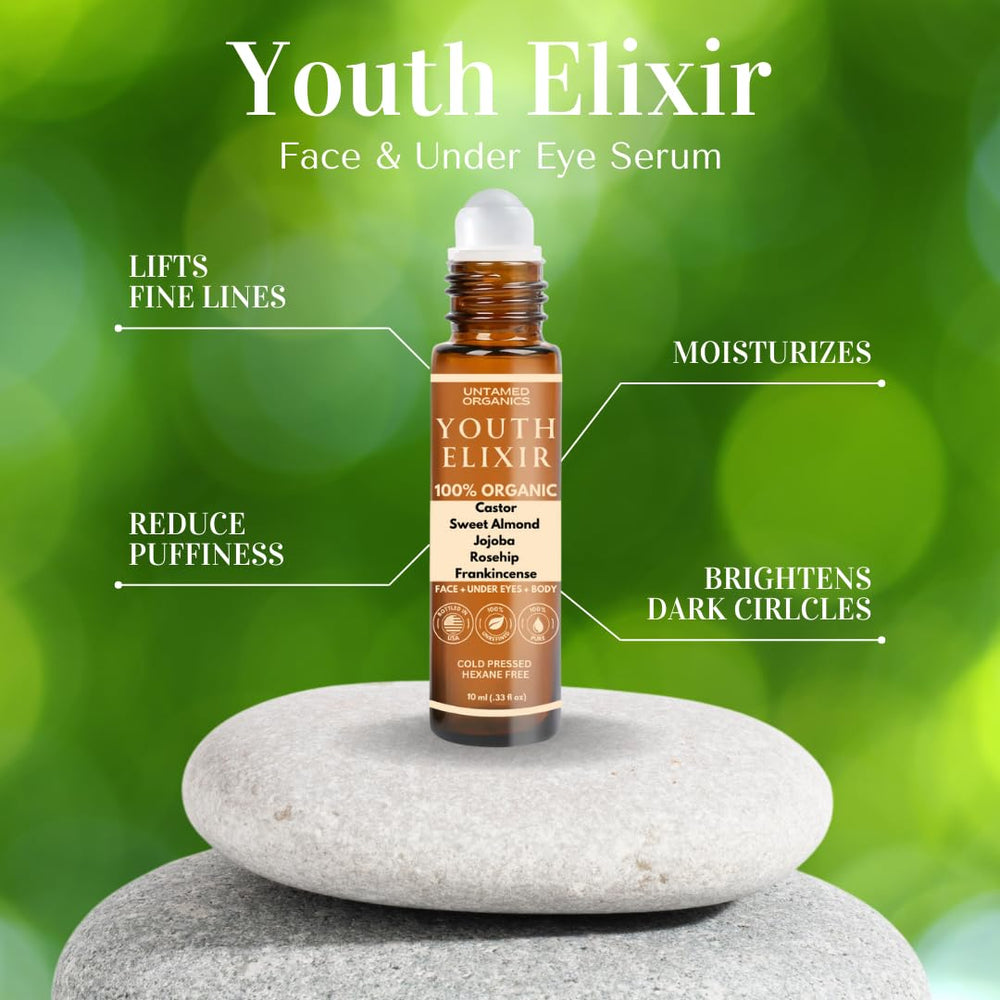 Untamed Organics Youth Elixir diseño elegante y práctico para cuidado diario
