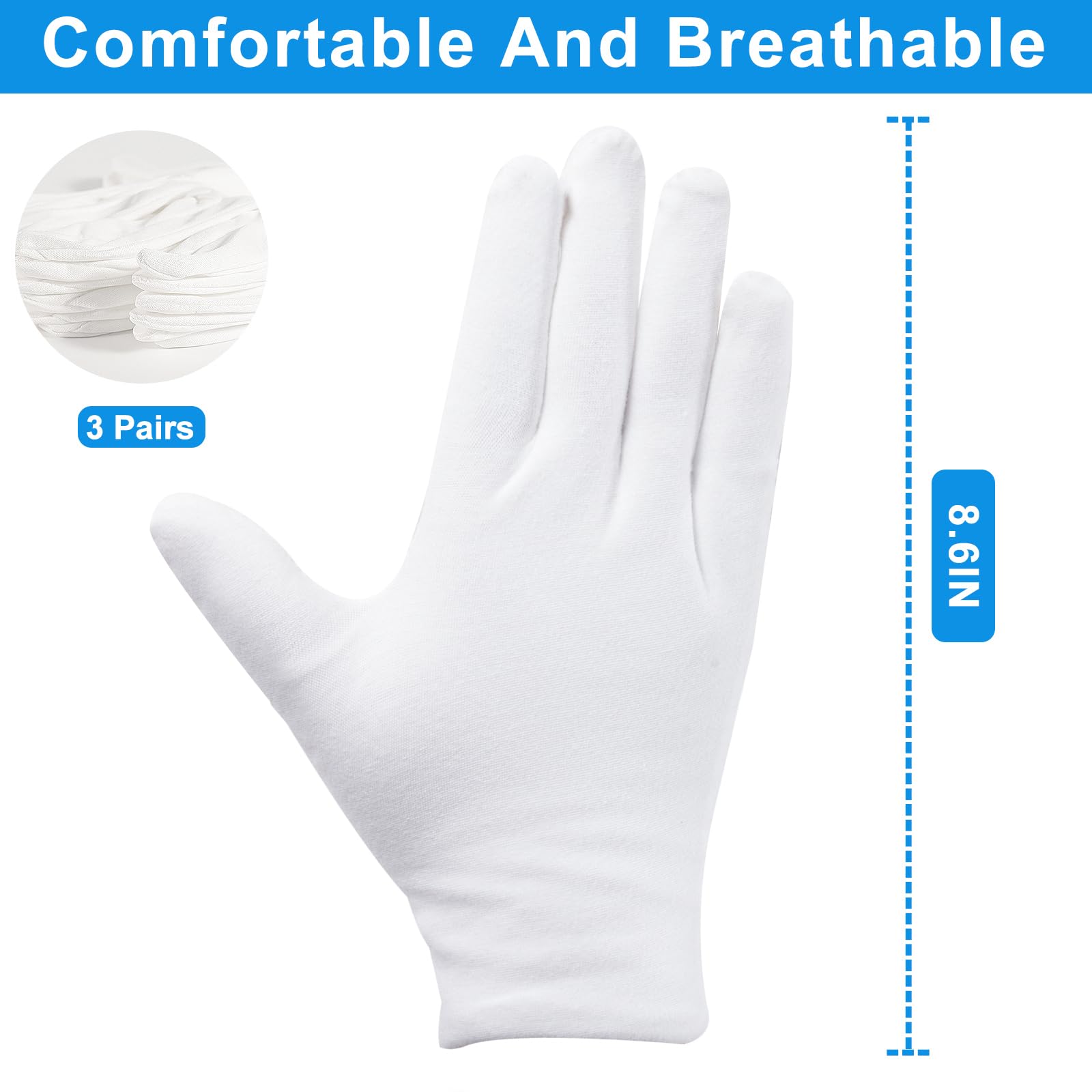 Guantes Untrytb de algodón, hidratación suave durante la noche para piel seca.