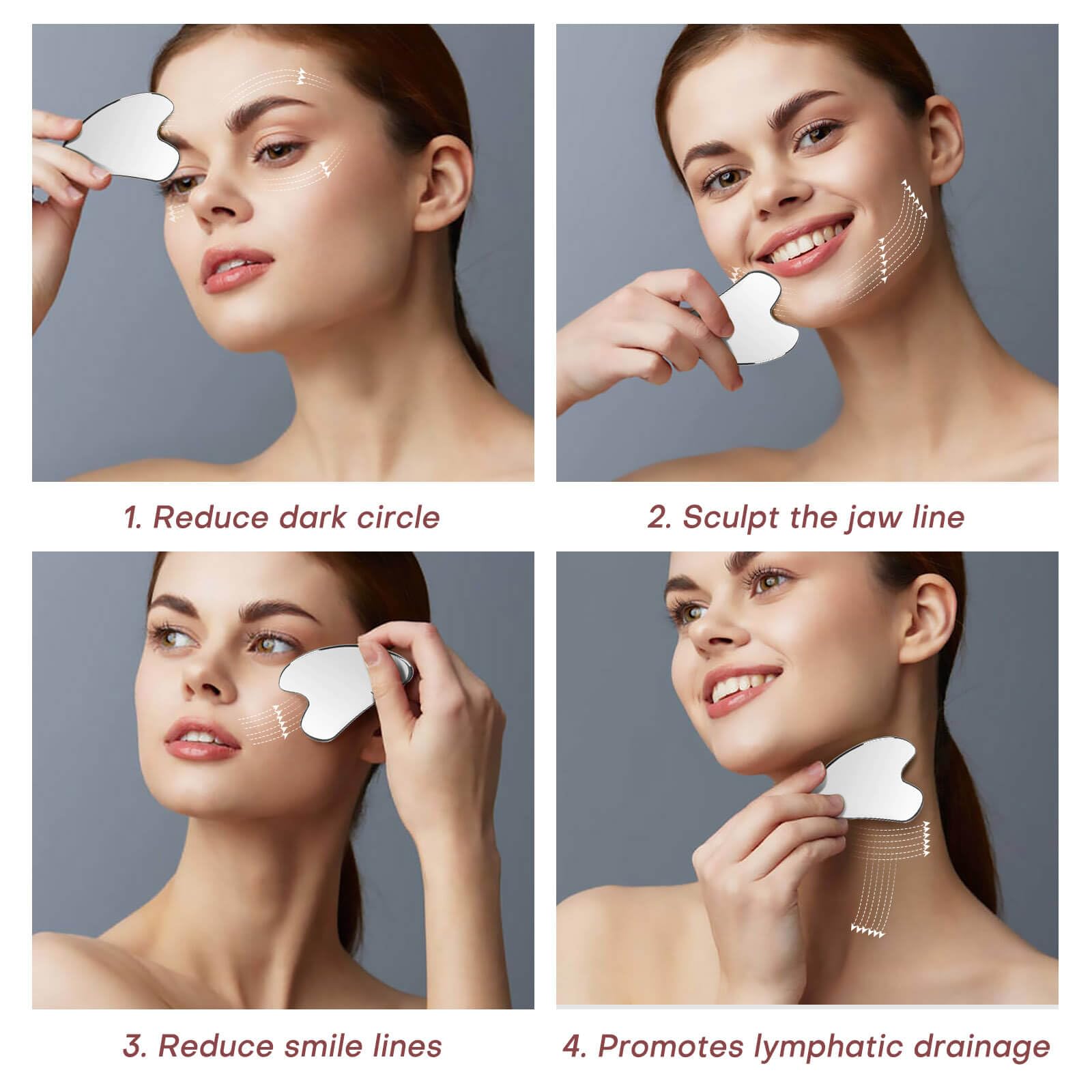 Uormsici Gua Sha de metal uso rostro: superficie lisa para deslizamiento suave.
