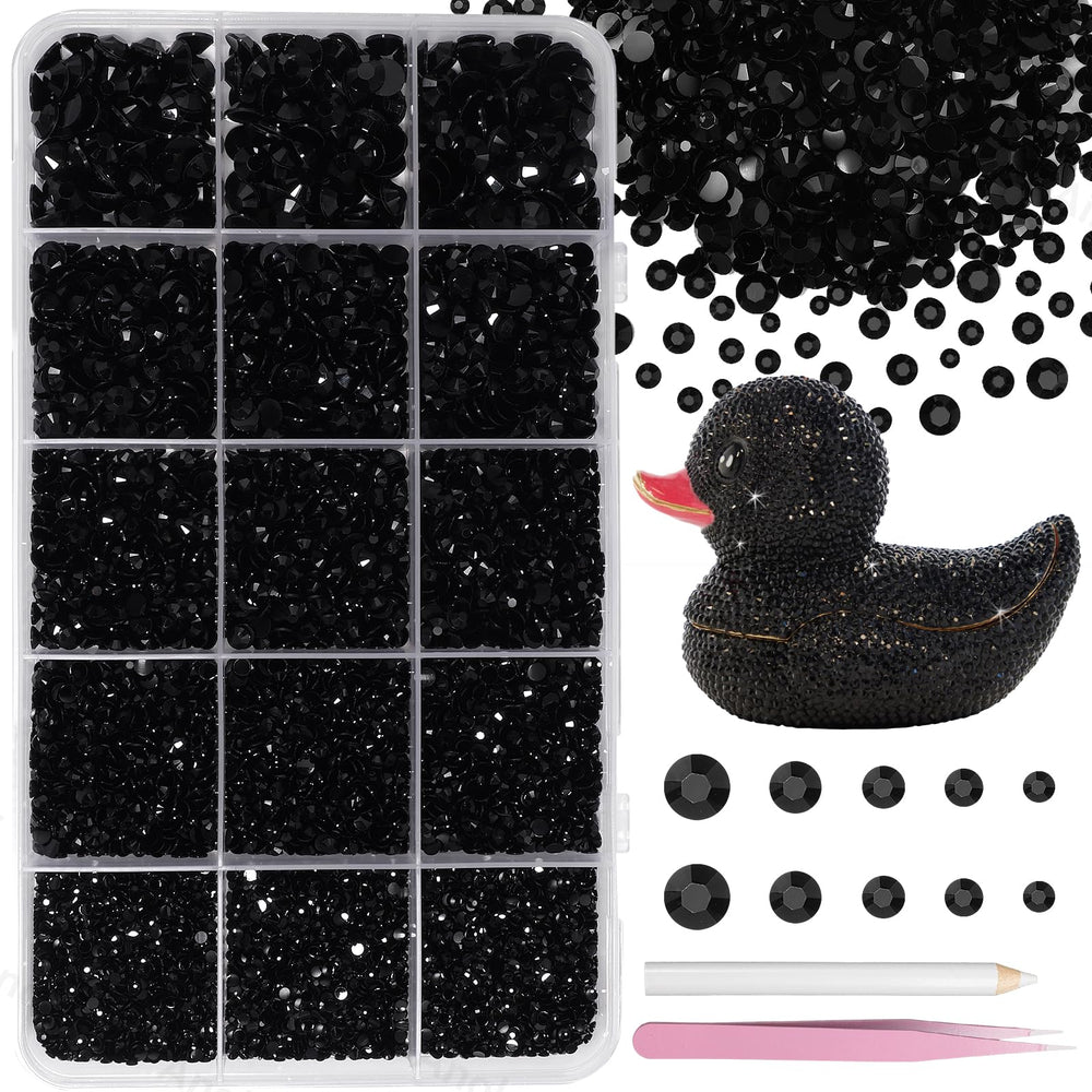 Piedras de resina negras Uotey con base plana Jelly para uñas y manualidades brillantes.