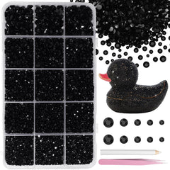 Piedras de resina negras Uotey con base plana Jelly para uñas y manualidades brillantes.
