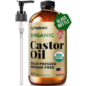 UpNature Aceite de Ricino: botella ambar con dispensador, facilita la dosificacion diaria.