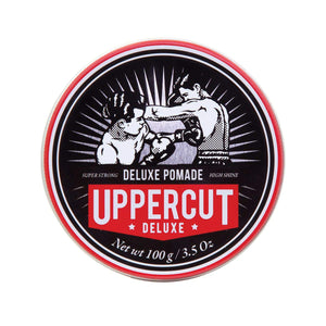 Pomada Uppercut Deluxe en envase de 100 g con fijación duradera.