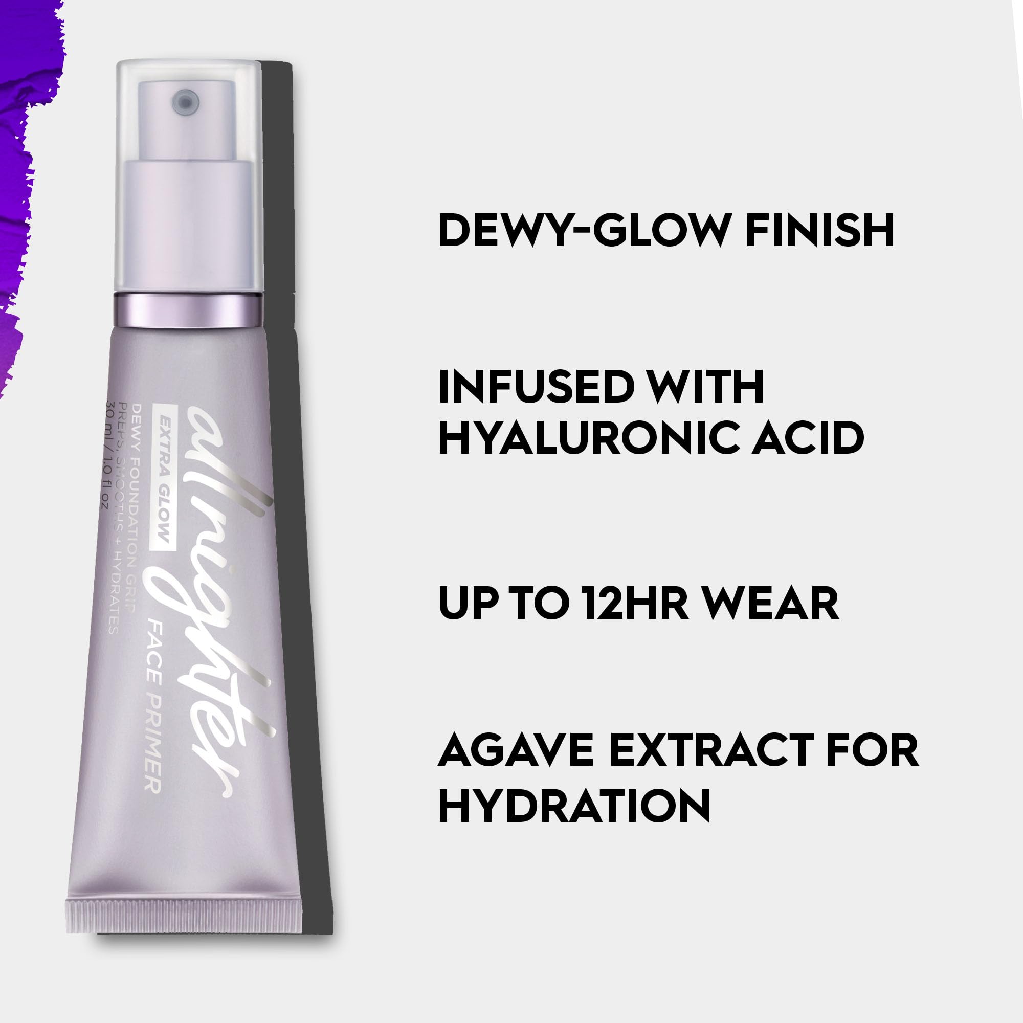 Urban Decay All Nighter Extra Glow Primer, escena de aplicación, realce hidratante para un brillo natural