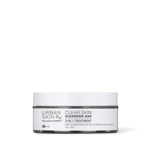 Urban Skin Rx barra clarificante en empaque, ideal para iniciar la rutina de cuidado.