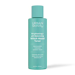 Tonico Urban Skin Rx con hamamelis en botella, piel clara y uniforme.
