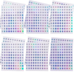 urgino pegatinas numeros 1-600 brillo holográfico para palitos de muestra