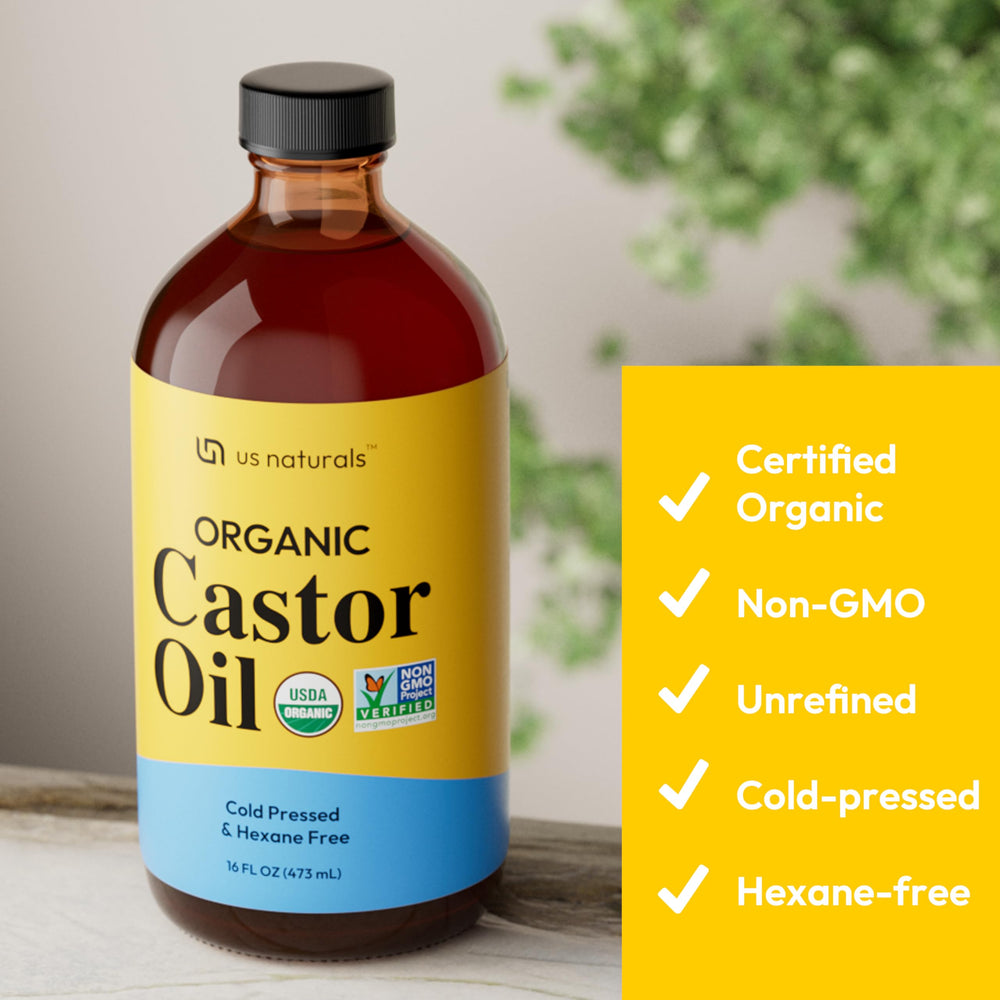 Us Naturals Aceite de Ricino Prensado en Frío para brillo suave del cabello